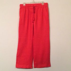 NWT LOFT Red Linen/Wide leg Capris Sz 6P